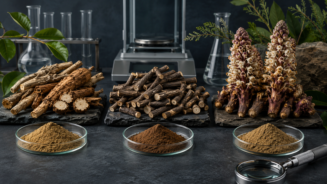 Editorial comparison of botanical source materials for Tongkat Ali, Fadogia agrestis and Cistanche tubulosa